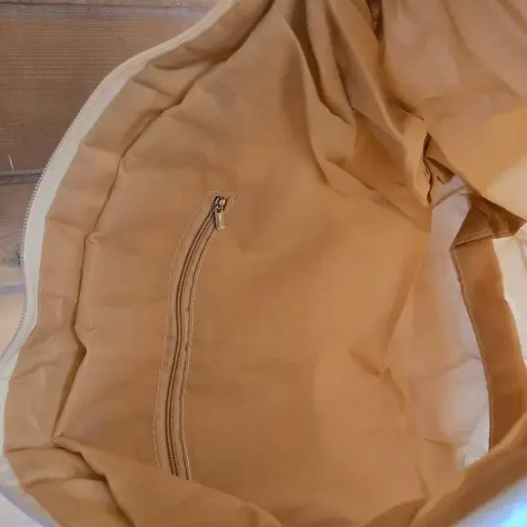 Quilted Puffer Bag Purse White Grid Shoulder Tote Boho Bookbag Preppy Librarian - Picture 4 of 4